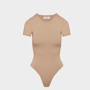 Aritzia Beige Short Sleeve Bodysuit